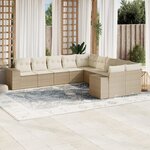 vidaXL Salon de jardin avec coussins 10 Pièces beige résine tressée