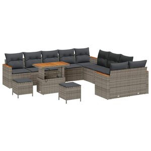vidaXL Ensemble de canapé de jardin 13 Pièces Gris Poly rotin