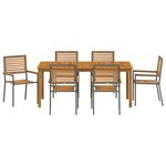 vidaXL Ensemble de salle à manger pour jardin 7 Pièces Gris