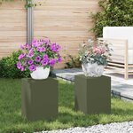 vidaXL Supports pour plantes 2 Pièces Vert olive 24 x 24 x 35 cm Acier