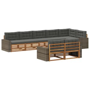 vidaXL Ensemble de canapés d'extérieur 8 Pièces Naturel et Anthracite