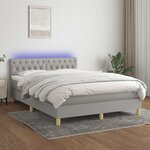 vidaXL Sommier à lattes de lit et matelas et LED Gris clair 140x190 cm
