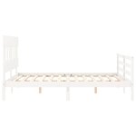 vidaXL Cadre de lit avec tête de lit blanc King Size bois massif