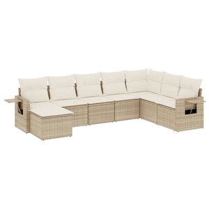 vidaXL Salon de jardin avec coussins 8 Pièces beige résine tressée