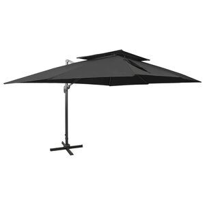 vidaXL Parasol de jardin déporté avec double dessus noir 400 x 300 cm