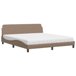 vidaXL Lit avec matelas cappuccino 180x200 cm similicuir