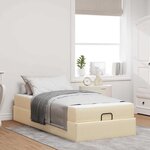 vidaXL Cadre de lit avec matelas Crème 80 x 200 cm tissu