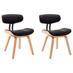 vidaXL Chaises à manger lot de 2 noir bois courbé et similicuir