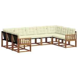 vidaXL Ensemble de canapés d'extérieur 9 Pièces Naturel et Crème