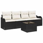 vidaXL Ensemble de jardin 5 pièces avec coussins en poly rotin noir