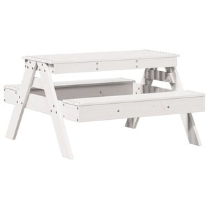 vidaXL Table de pique-nique pour enfants blanc bois massif de pin
