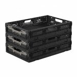 Pack and Move - Lot 3 Bacs Rangement Pliables - Charge 10 kg - 40 x 60 x 11 5 cm - Stockage  Outillage - Rangement Facile - Robustes - 23L