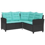 vidaXL Canapé de jardin 2 Pièces Noir et turquoise Poly rotin