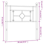 vidaXL Tête de lit métal noir 90 cm