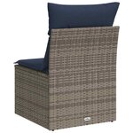 vidaXL Chaise de jardin sans accoudoirs avec coussins gris poly rotin