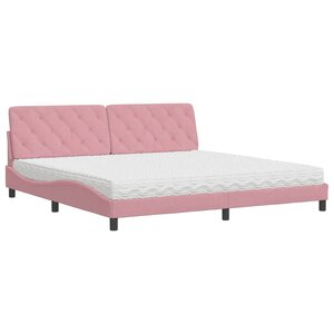 vidaXL Lit avec matelas rose 200x200 cm velours