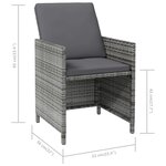 vidaXL Jeu de chaise et tabouret de jardin 4 Pièces Résine tressée Gris