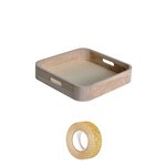 Plateau en bois design 29 x 19 cm + masking tape doré à paillettes 5 m