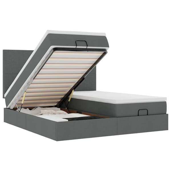 VidaXL Cadre de lit ottoman avec matelas gris foncé 160x200cm tissu