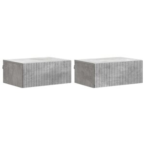 vidaXL Cabinet de chevet mural 2 Pièces Gris béton 49 x 34 5 x 20 cm