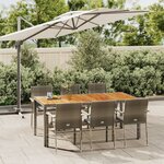 vidaXL Ensemble à manger jardin et coussins 7 Pièces gris rotin
