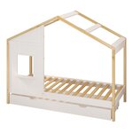 Lit simple Beau cabane tiroir naturel-blanc