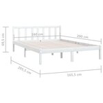 vidaXL Cadre de lit Blanc Bois de pin massif 160x200 cm