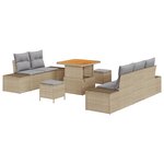 vidaXL Canapé de jardin 8 pièces avec coussins en poly rotin beige et en acacia