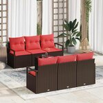 vidaXL Ensemble de Canapés 7 Pièces Marron et rouge polyrotin