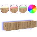 Rangements TV vidaXL avec lumières LED 2 Pièces Chêne Artisan 80x35x31 cm
