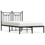 vidaXL Cadre de lit métal sans matelas avec tête de lit noir 120x190cm