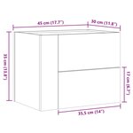 vidaXL Table de chevet murale chêne marron 45x30x35 cm