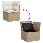 vidaXL Salon de jardin avec coussins 9 Pièces beige résine tressée acacia