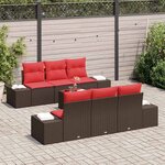 vidaXL Ensemble de canapé de jardin 7 Pièces Marron polyrotin