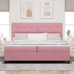 vidaXL Lit à ressorts avec matelas Rose 200 x 200 cm tissu