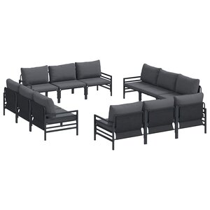 vidaXL Ensemble de canapé de jardin 12 pc Noir Acier