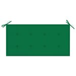 vidaXL Banc de jardin avec coussin vert 112 cm Bois de teck massif