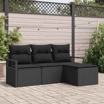 vidaXL Ensemble de canapé de jardin 4 Pièces Noir Poly rotin