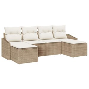vidaXL Ensemble de canapé de jardin 6 Pièces Beige Poly rotin