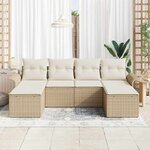 vidaXL Ensemble de canapé de jardin avec coussin 6 Pièces Beige polyrotin
