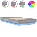 vidaXL Cadre de lit avec lumières LED sonoma gris 90x190 cm