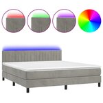 vidaXL Sommier à lattes de lit avec matelas LED Gris clair 180x200 cm