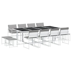 vidaXL Ensemble à manger de jardin avec coussins 13Pièces blanc textilène