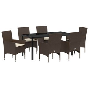 vidaXL Ensemble de salle à manger pour jardin 7 Pièces Marron polyrotin