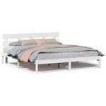 vidaXL Cadre de lit Blanc 200 x 200 cm Bois de pin massif