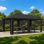 vidaXL Abri de jardin 6 x 3 m Noir Polyester et Acier 190 gsm