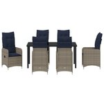 vidaXL Ensemble de salle à manger de jardin de 7 pièces avec coussins noirs en rattan poly