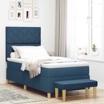 vidaXL Lit à ressorts avec matelas Bleu 90 x 190 cm tissu