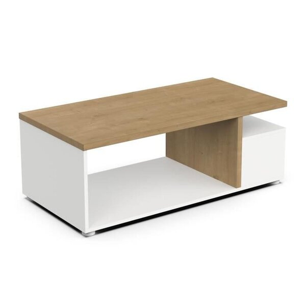 Table basse rectangulaire ACCESS - 3 Niches - chêne Hamilton et blanc - 91 8 x 50 x 36 cm