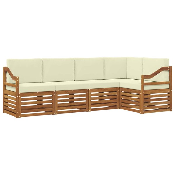 vidaXL Ensemble de canapés d'extérieur 5 pc Naturel et Crème Polyester